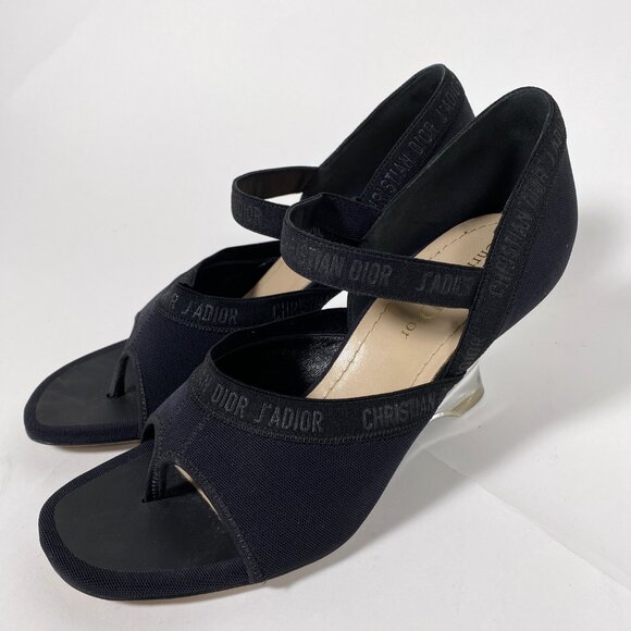CHRISTIAN DIOR Runway Black with Clear Wedge Heel - Picture 10 of 12
